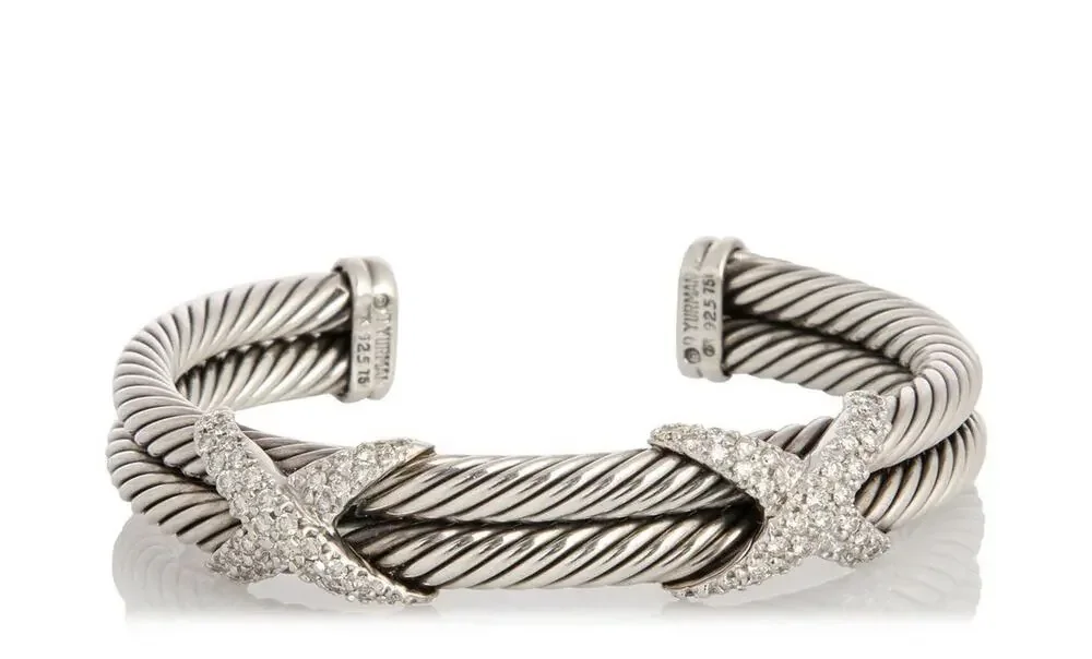 DAVID YURMAN DIAMOND X DOUBLE CABLE BRACELET